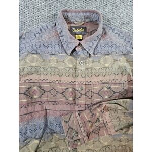 Cabelas Shirt L Tall‎ Mens Long Sleeve Button Down Oxford South Western Tribal